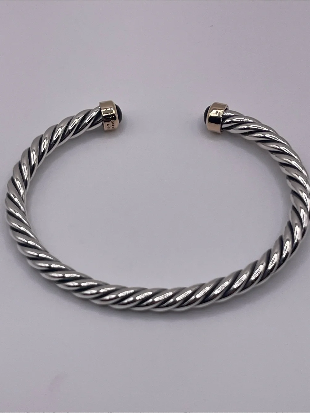 David Yurman Cable Cuff Bracelet with 18K Yellow Gold and Black Onyx, 6mm